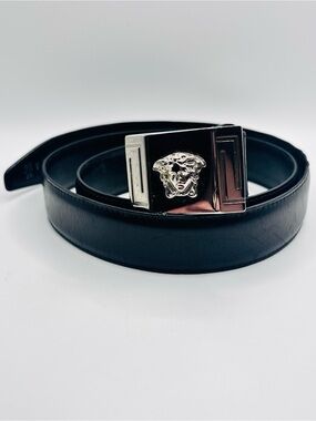 Gianni Versace Medusa Black Leather Belt Size 90/36